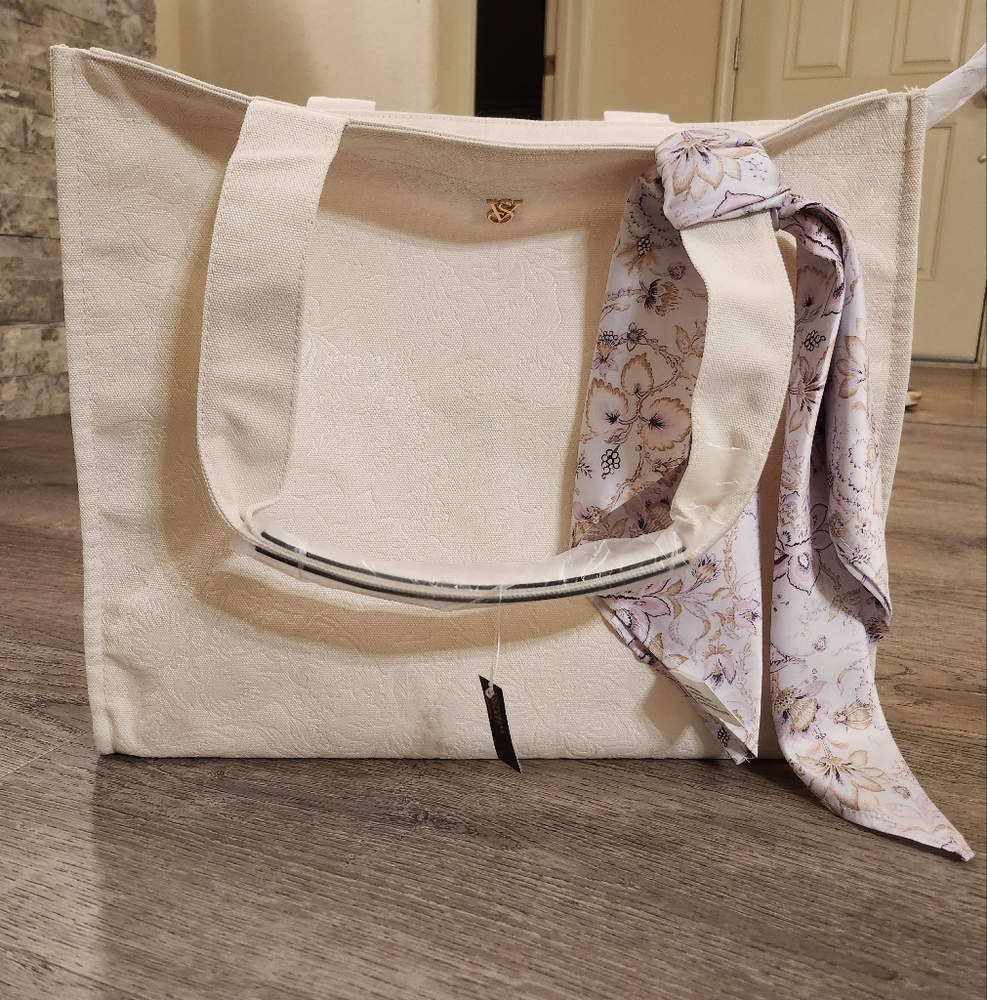 Victoria's Secret Cream Tote Bag with Classic Design
